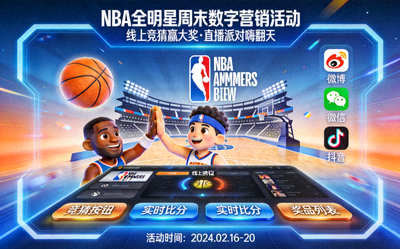 NBA全明星周末数字营销活动 - 结合社交媒体的线上竞猜与直播派对